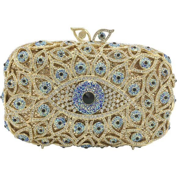 Evil Eye Clutch Purse for Women Glitter Evening Bags Crystal Clutch Party Dinner